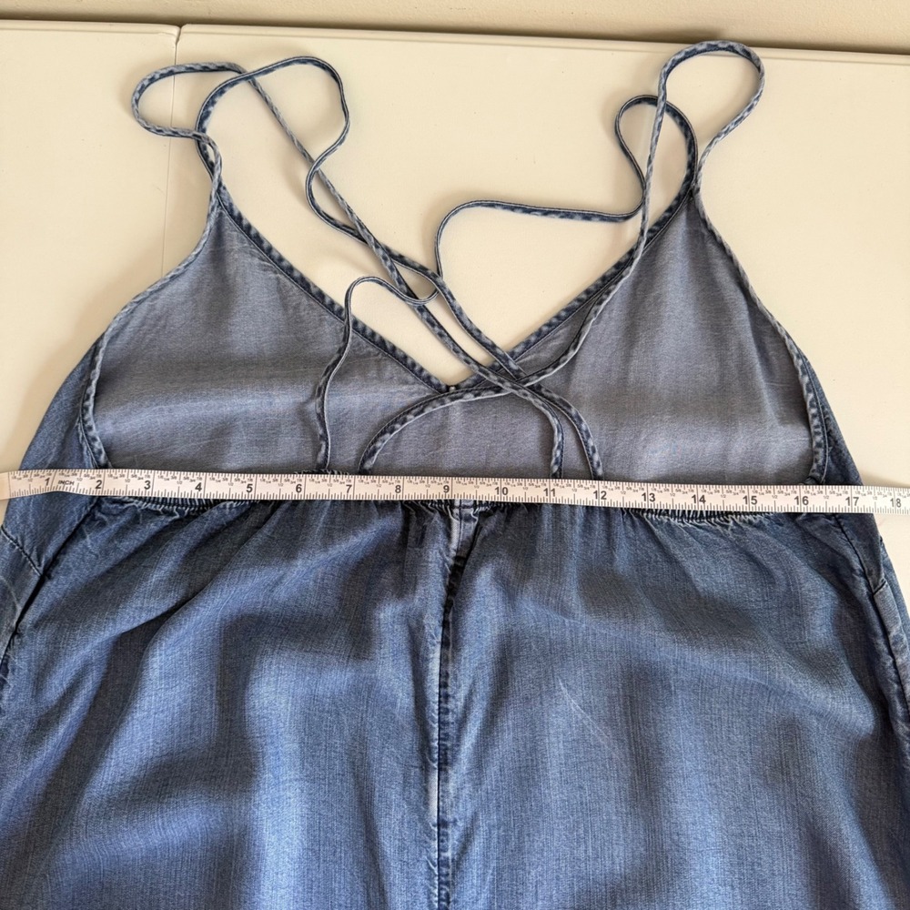 Gap Womens Blue Tencel Flowy Maxi Dress Crisscross Back Slit Size M - Picture 5 of 13